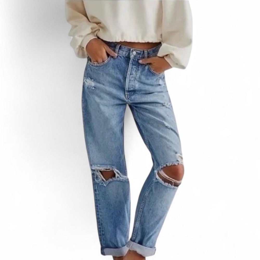 Boyish The Toby High Rise Distressed Straight Jeans NWT Size 25